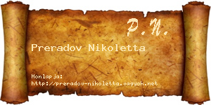 Preradov Nikoletta névjegykártya
